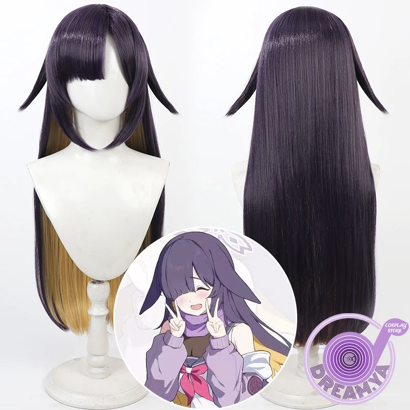 

Парик для косплея Oono Tsukuyo, синий архив, фиолетовый, желтый, 80 см, термостойкие синтетические волосы, вечерние ролевые игры на Хэллоуин + бесплатная шапочка для парика