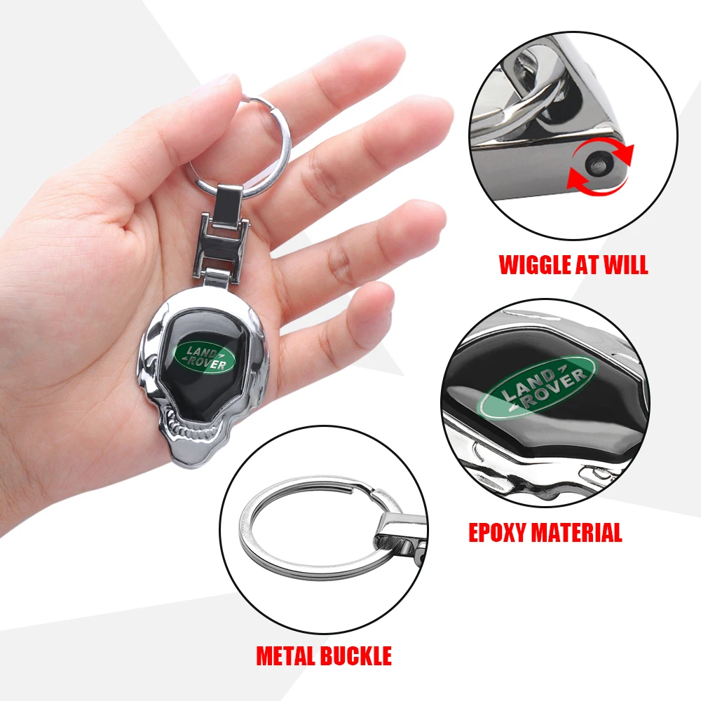 3D Metal Car Emblem Keychain Key Ring Tag Holder Accessories For Land Rover Range Evoque Velar Defender Discovery Freelander