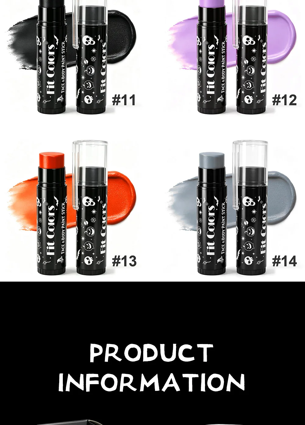 14 Farben Gesichts- und Körperfarbstifte Schwarz Weiß Bunte Malstifte DIY Cosplay Foundation Mischbare Stifte für Party Halloween Make-up – Detail 14