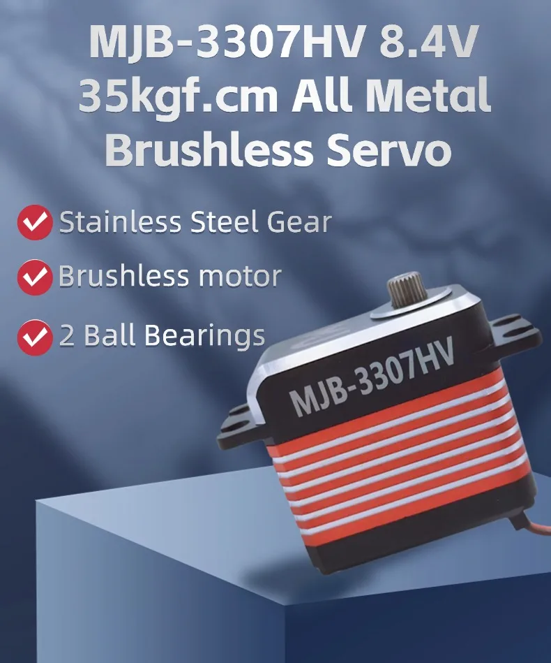 Diseño de salida de cable inferior Servo MJB-3307HV 8.4V 35kgf.cm 0.07sec/60 °   Servo digital sin escobillas para drones, automóviles y roborts RC