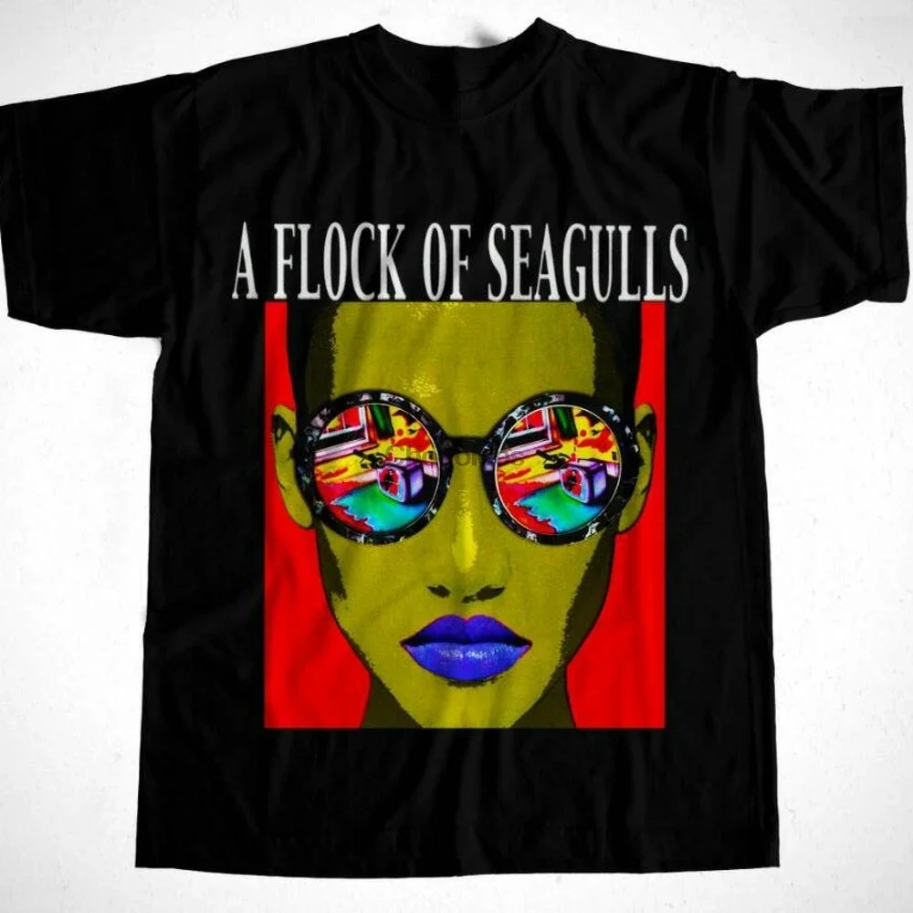 Vintage A FLOCK OF SEAGULLS Band Cotton Black S-234XL Men Women Shirt BL257