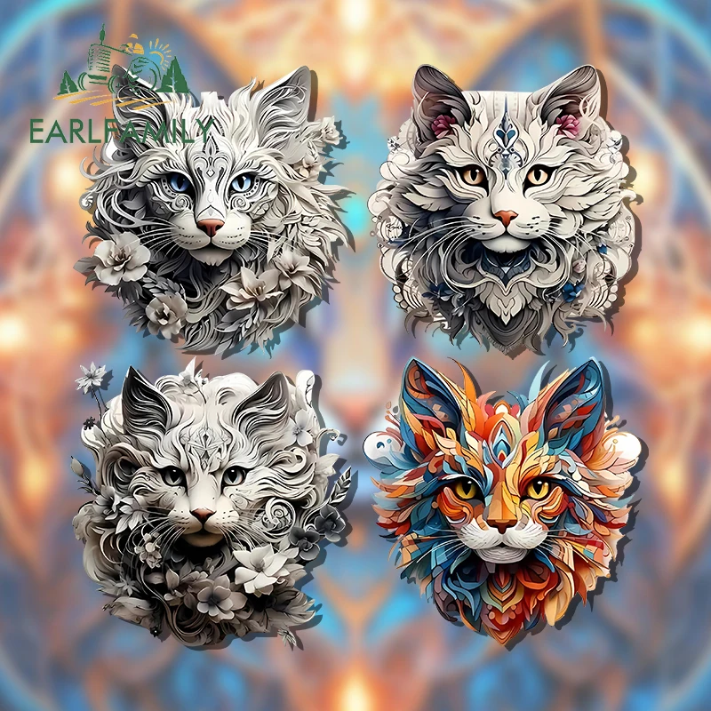EARLFAMILY 13cm for Cat Lion Car Stickers Waterproof Cartoon Decals Simple Creative Scratch-Proof Decor Car Door Protector