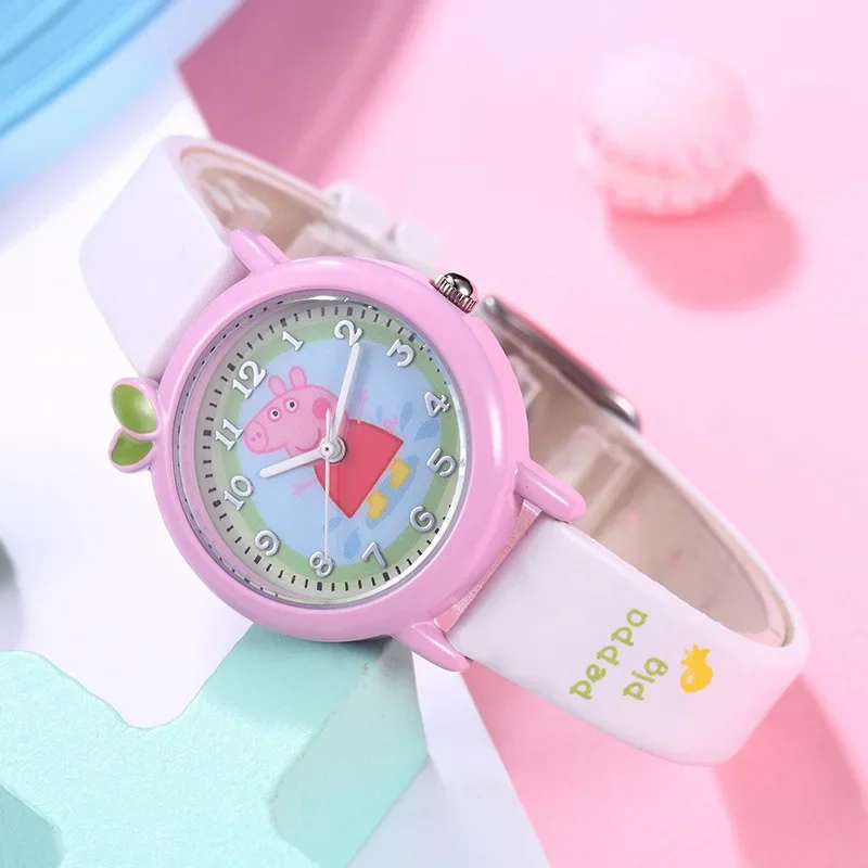 Reloj de actividad de Peppa Pig para niños, 1 piezas, reloj de cuarzo impermeable, muñeca de juguete para niñas y niños, reloj de Anime lindo,