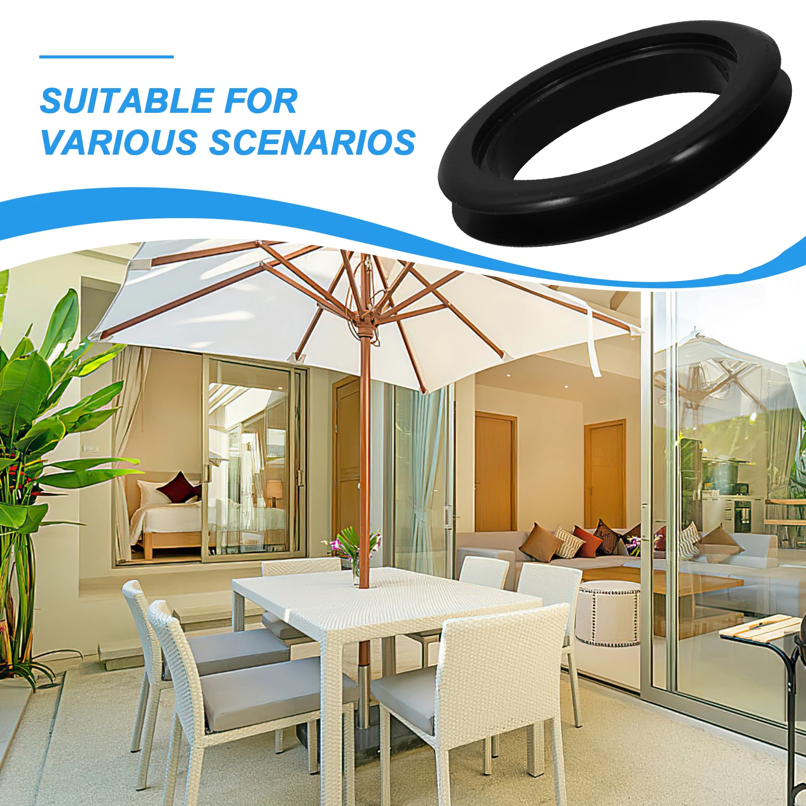 

4pcs Umbrella Hole Rings Set for Outdoor Patio Table Parasol Dustproof Protector Sunshade Hole Covers Silicone Fixed Tool