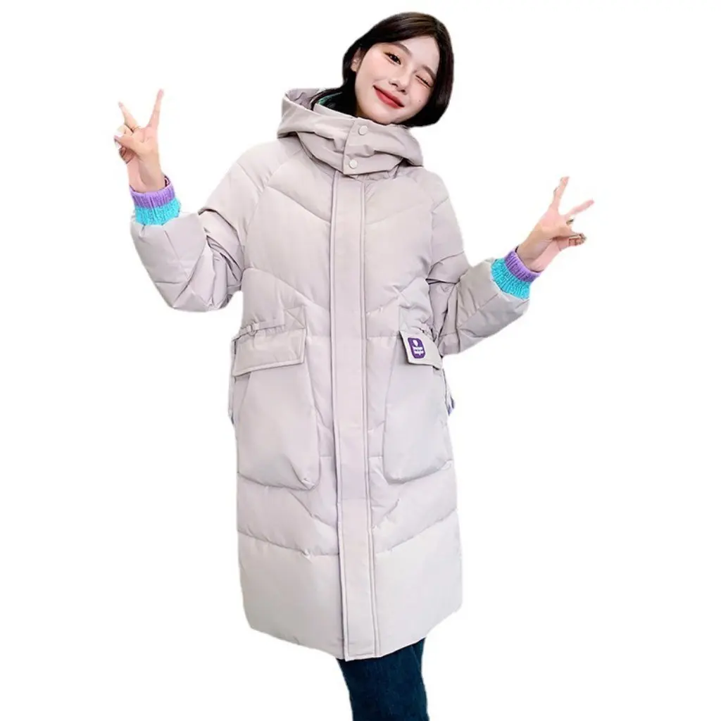 

Women's Mid-Length Cotton-Padded Coat Korean Style Loose Fit Thickened Winter Warm Hooded Casual Outerwear for Students
