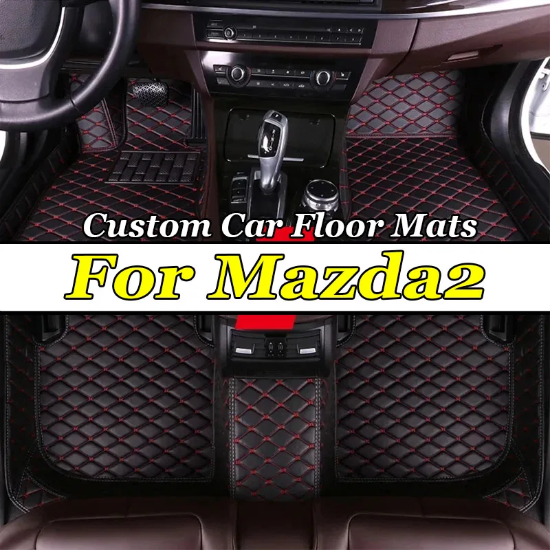 Car Floor Mats For Mazda2 Mazda 2 Demio DJ DL 2015~2022 Leather Mat Rugs Carpets Interior Parts Car Accessories