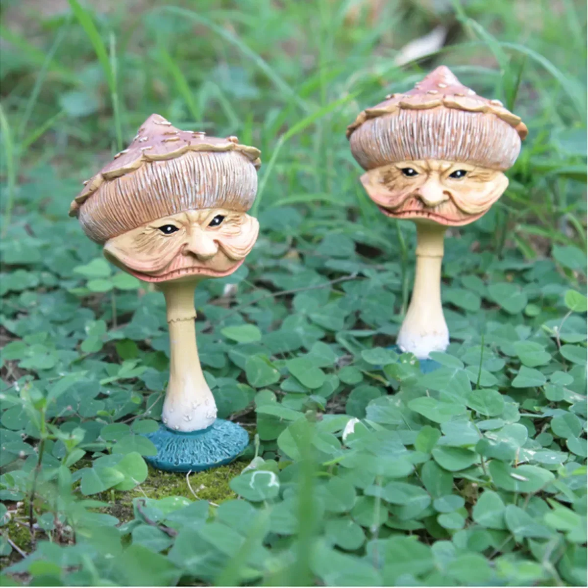 Human Face Mushroom Sculpture Resin Crafts Ornaments Garden Statue Figure Ornaments Flower Pot Garden Yard Lawn Decoration