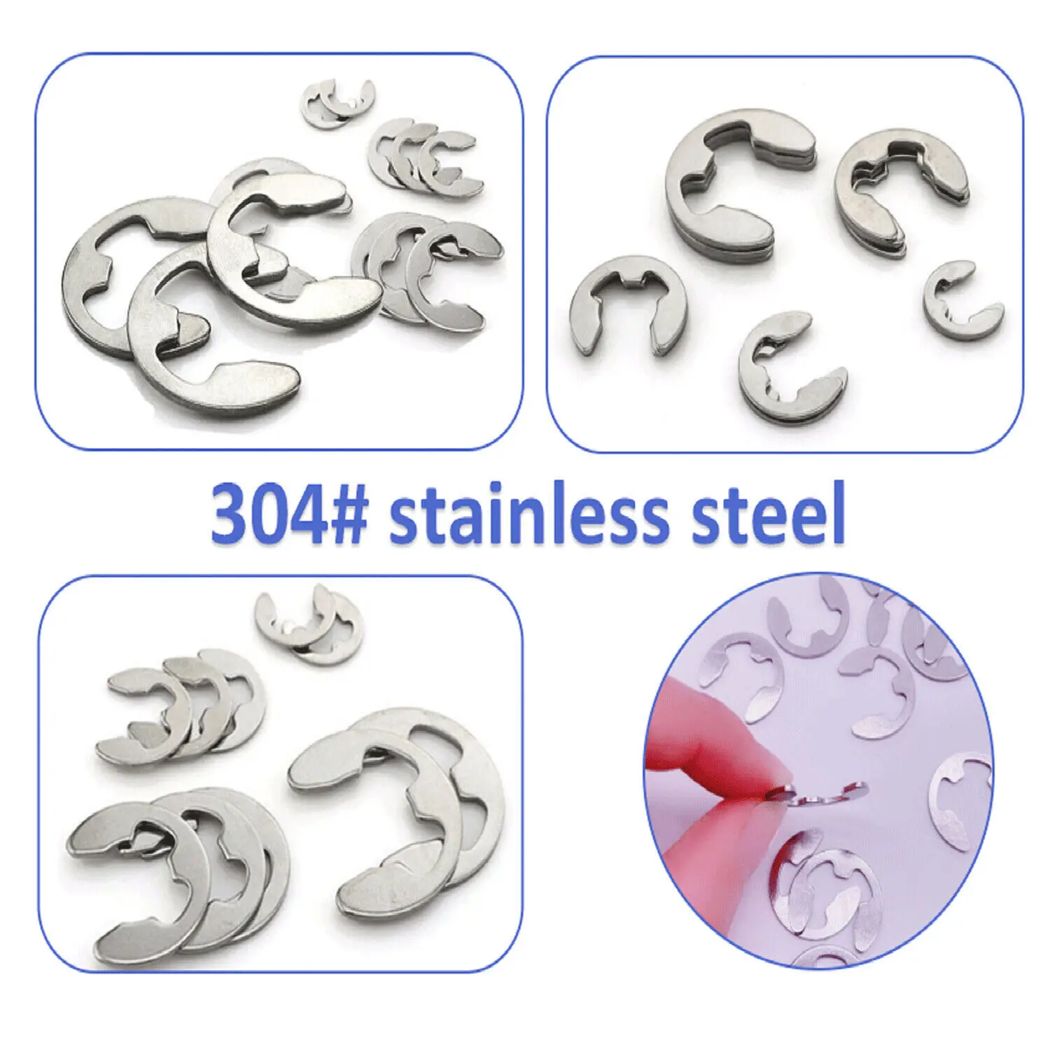 120Pcs E Clips C Circlip Stainless Steel Kit Retaining Ring Assorted 1.5 to 10mm