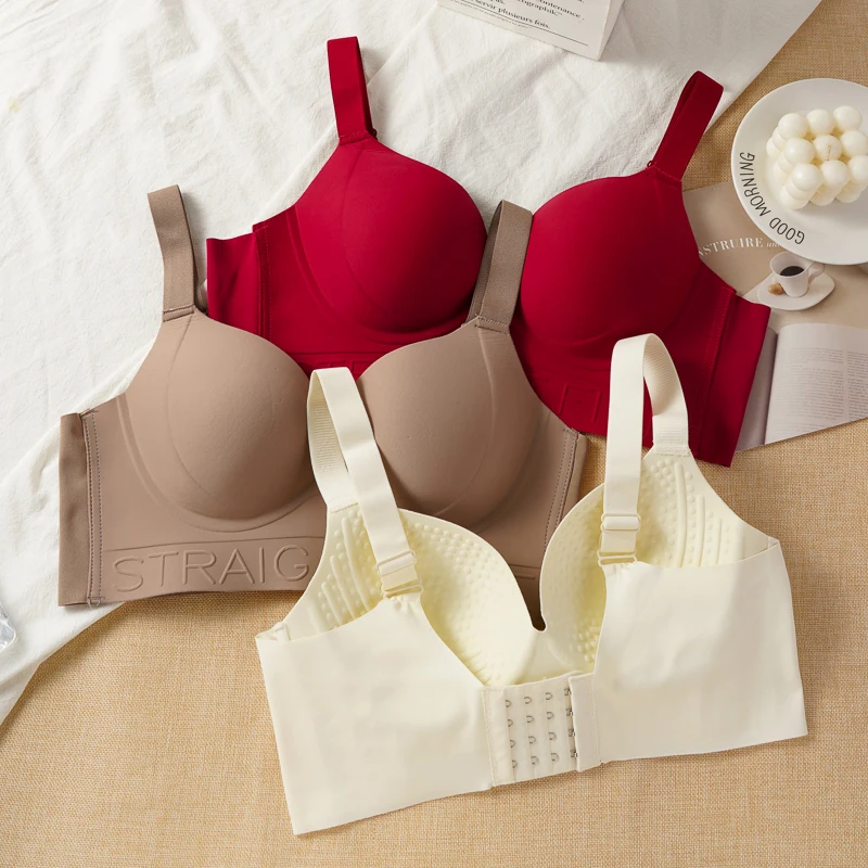 حمالات صدر جديدة بدون خياطة للنساء بلون سادة مقاس كبير حمالة صدر مضادة للترهل من الجانب لضبط الثدي 34-40 كوب BCD #4
