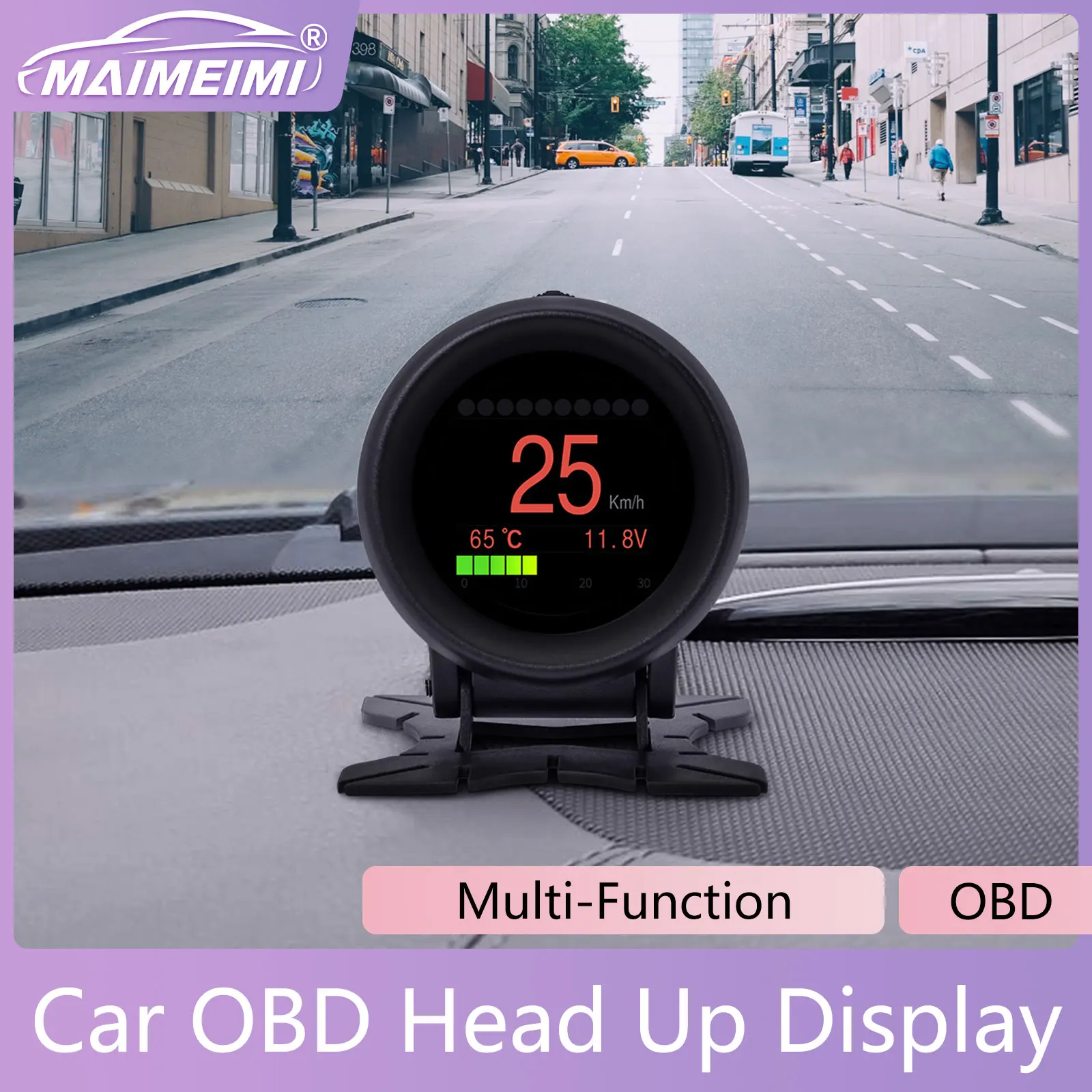Car OBD Head Up Display OBD2 Multi-function HUD Speed Water Temp Volt Gauge With Alarm Electronic Accessories Fuel Consumption
