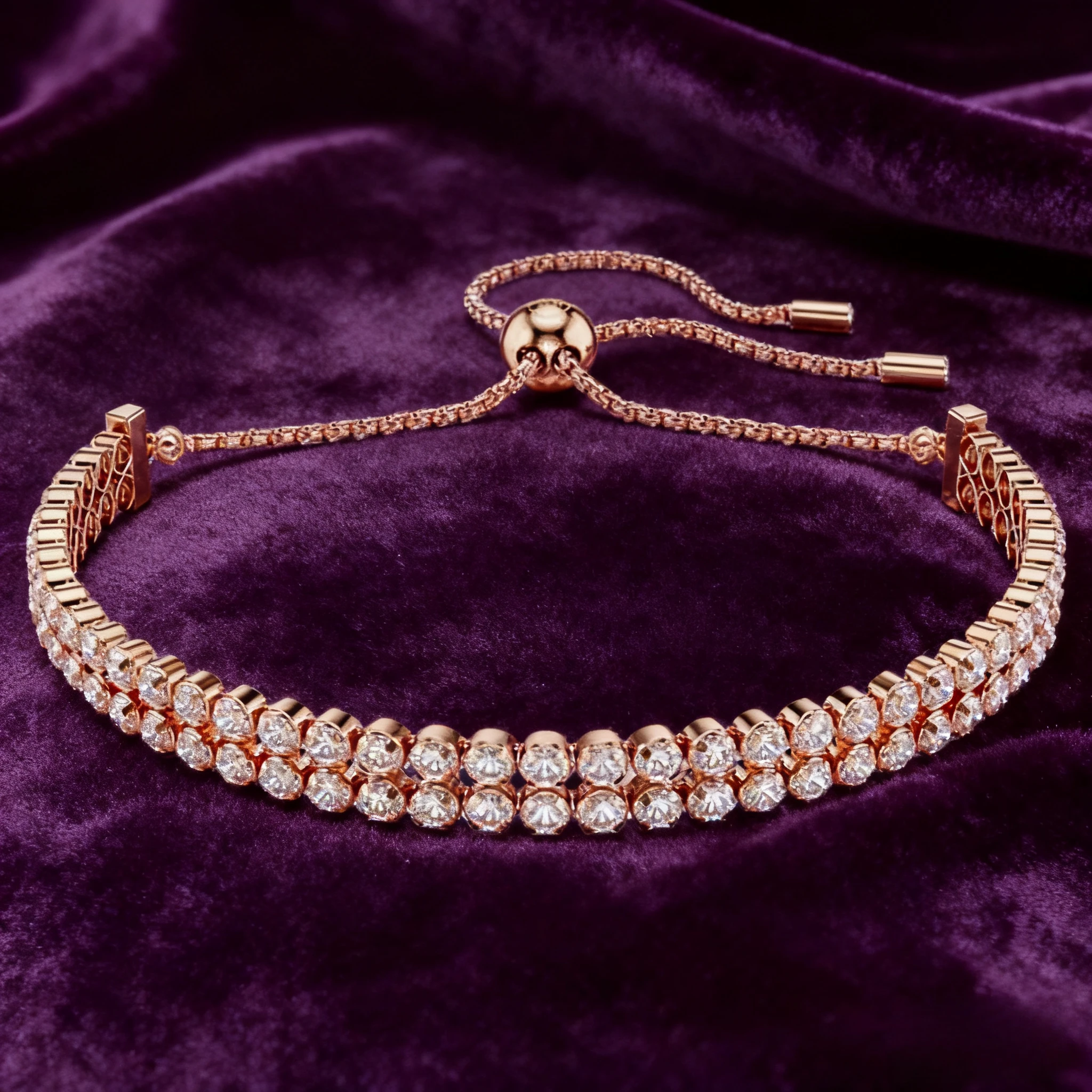 

2025 Модный ювелирный двухрядный регулируемый браслет с бриллиантами, модный и универсальный