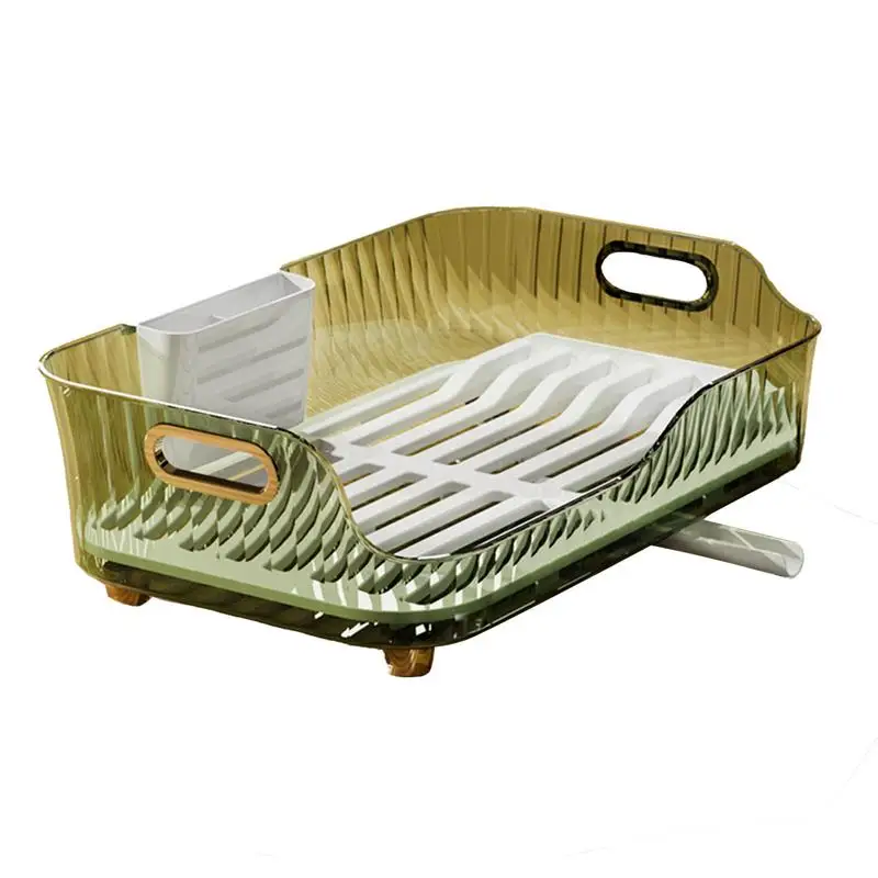 Dish Drying Rack Compact Kitchen Dish Rack Large Rust-Proof Dish Drainer With Utensil Holder