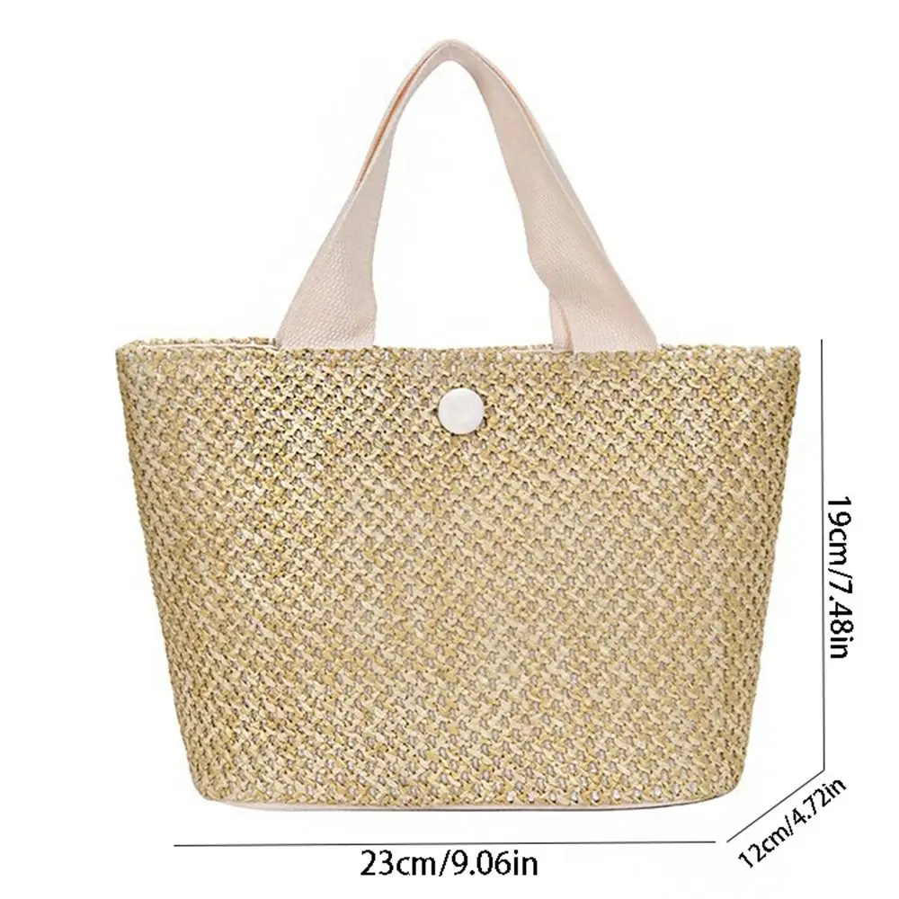 Casual Large Capacity Straw Bag Fashion Simple Rattan Handbag Grass Weave Tote Bag Beach 5