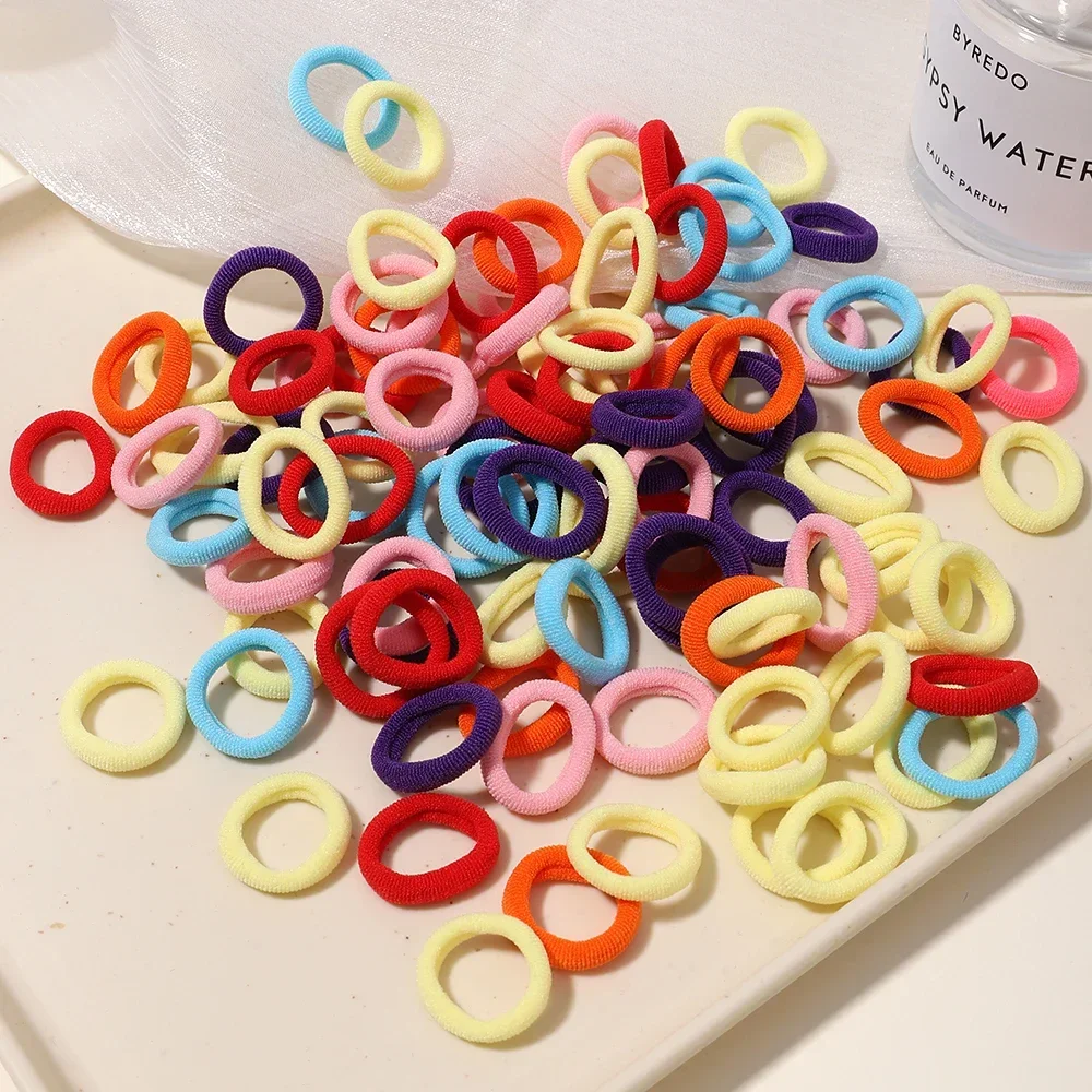 LOVEKIKI 50Pcs Elastic Hair Bands Girls Hair Accessories Mini Colorful Nylon Headband Kids Ponytail Holder Scrunchie Ornaments