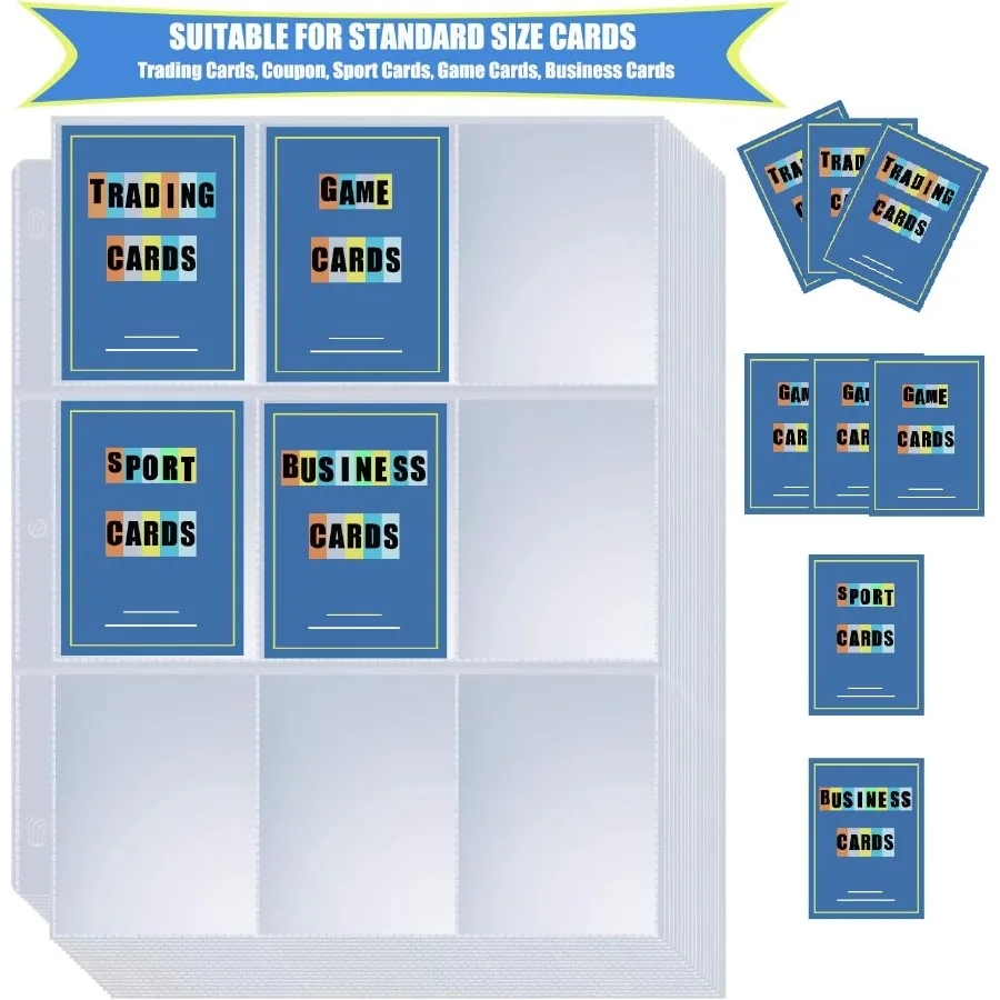 36 pacote 9 folhas protetoras de cartão de bolso mangas de cartão de negociação páginas para 3 anéis binde contém 2.5 "x 3.5" negociação esportes negócios comuns