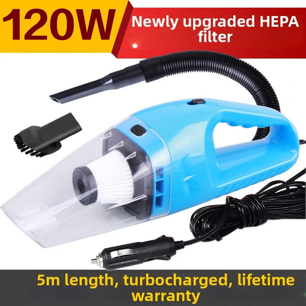 Wet Dry Vacuum Car Vacuum Cleaner 120W Power 4000PA Suction 5m Cable Length ABS Plastic Housing For Car Cleaning