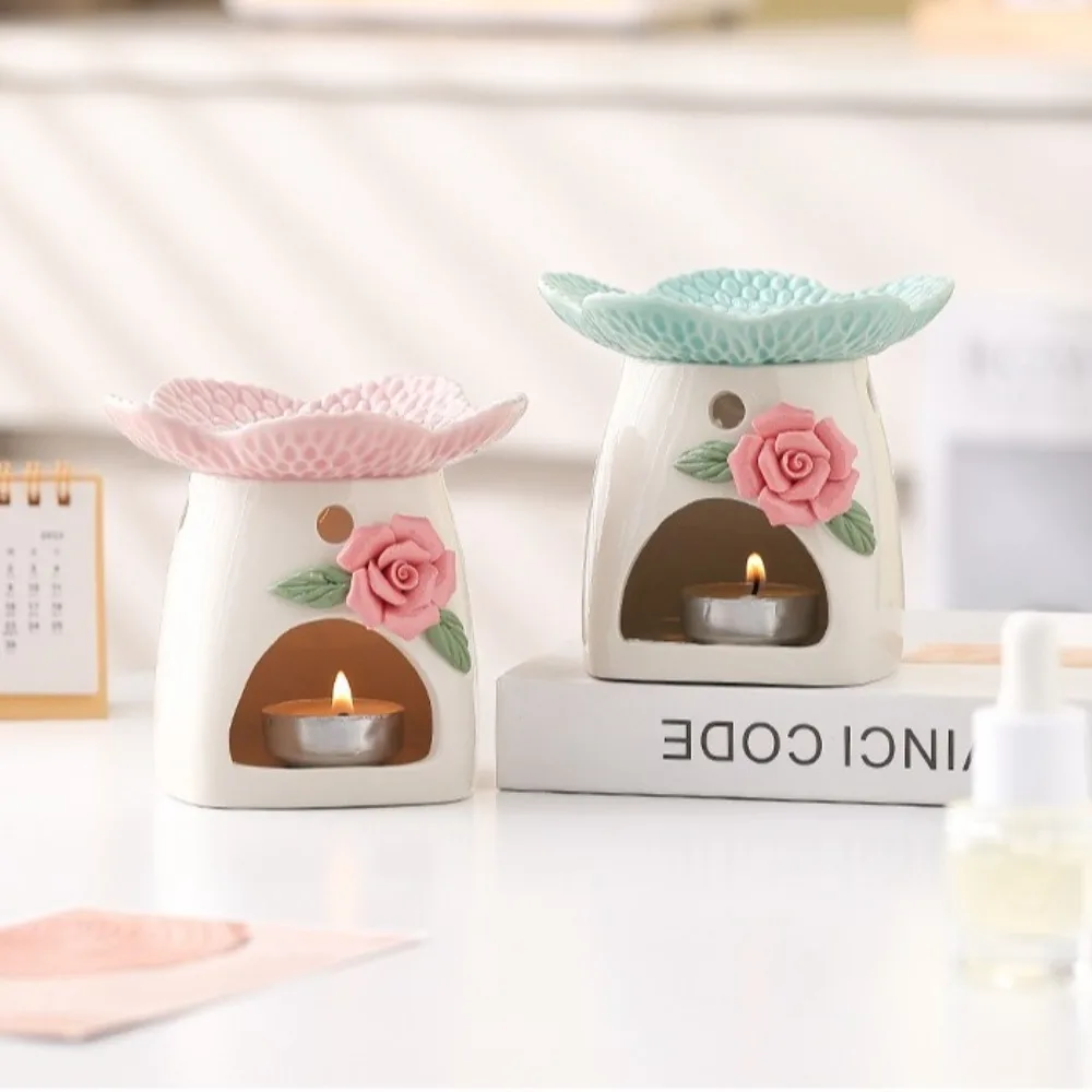 

Relaxation Ceramic Flower Aromatherapy Stove Heat Resistant Eco-Friendly Candle Stove Handmade Heating Incense Device Yoga Room