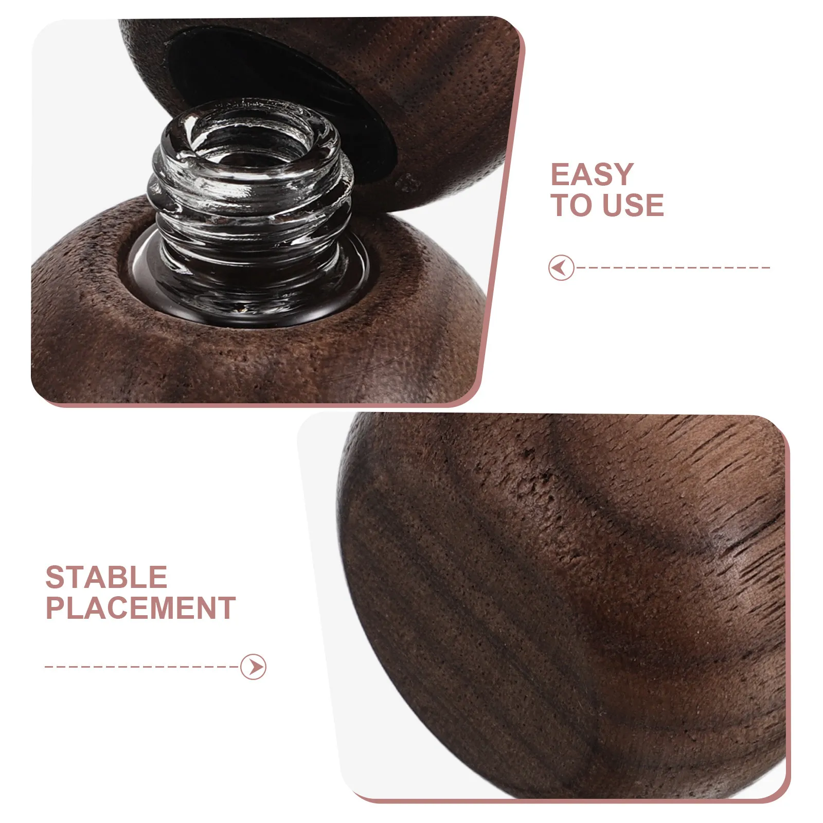 2Ml Gourd Shape Wood Essential Oil Roller Bottle Black Walnut Refillable Leakproof Aromatherapy Container Travel Size Roll on view 6