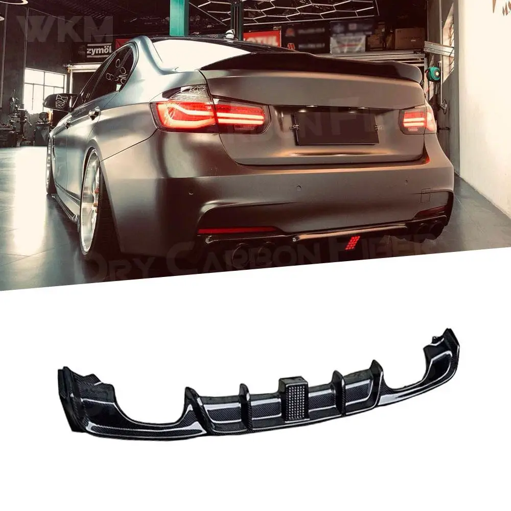 Rear Bumper Lip Diffuser With LED Light For BMW F30 F35 320i 328i 335i M Sport 2012 - 2018 Four Outlet Exhaust Guard