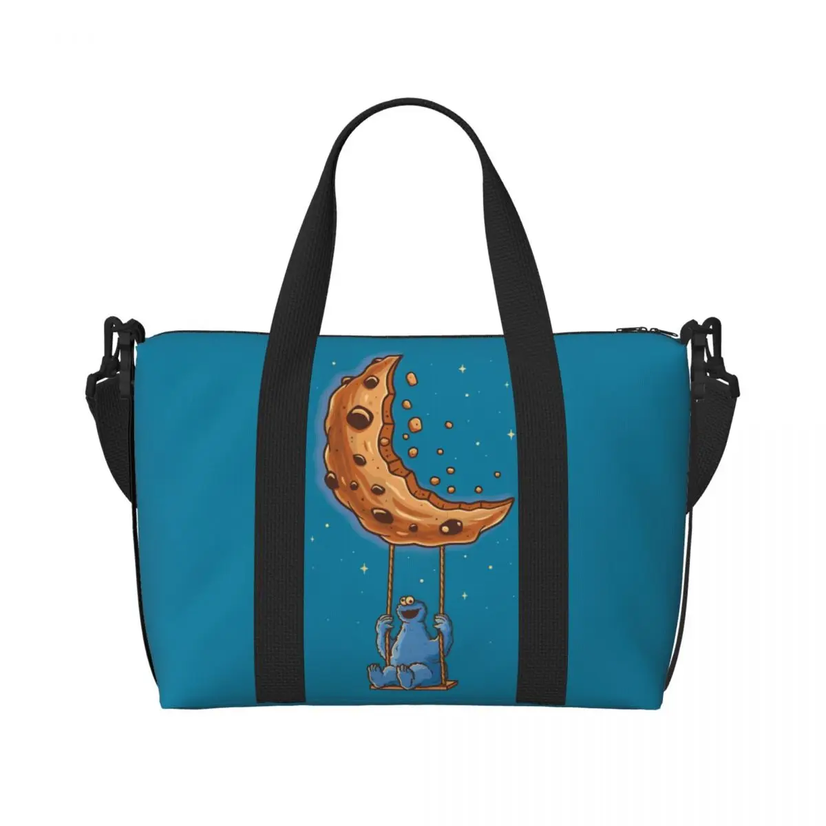 

Пляжная большая сумка Cookie Monster на заказ, женская очень большая спортивная ручная кладь, образовательные детские дорожные сумки для покупок