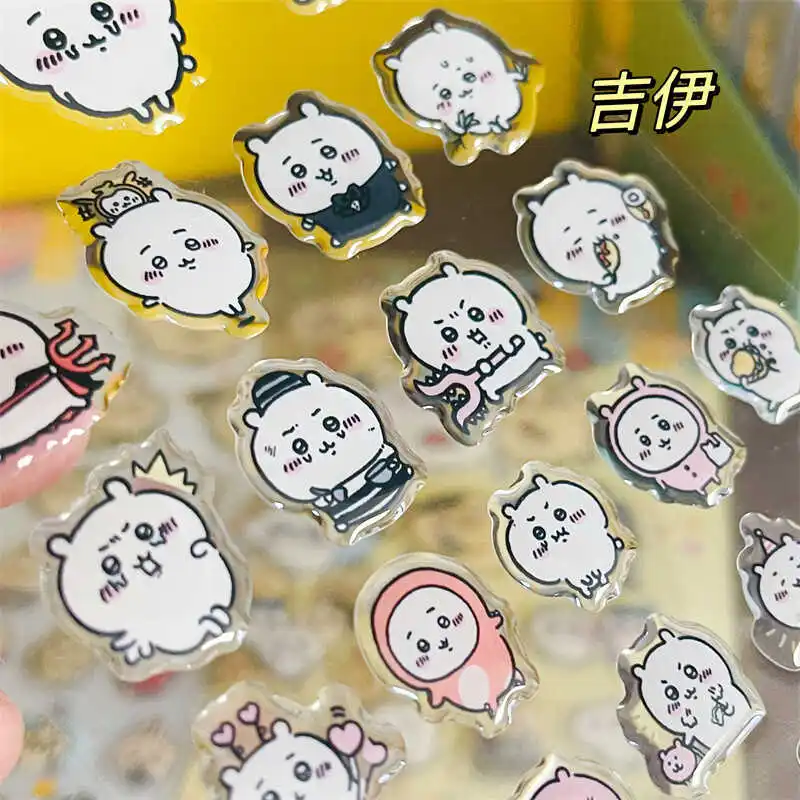 Anime Chiikawa Sticker Hachiware Usagi Creative Drop Glue Stereo Sticker Cute Decorative Computer Stickers Kids Birthday Gifts