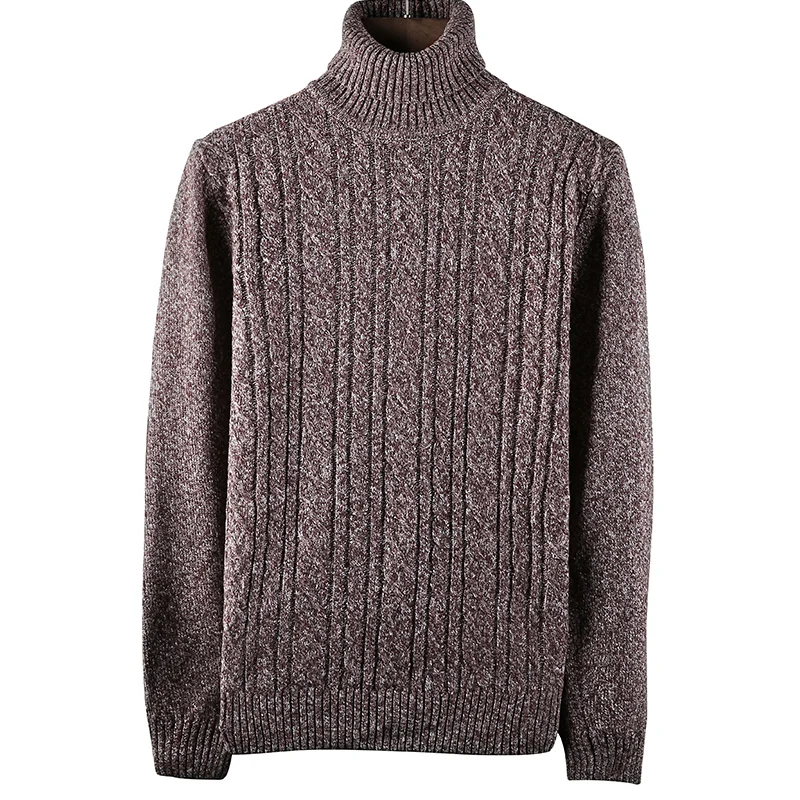 

Men's Clothing High-neck Screw Thread Solid Color Pullover Sweater Knitted Long Sleeve Casual Autumn Winter Boyfriend Tops JJ868