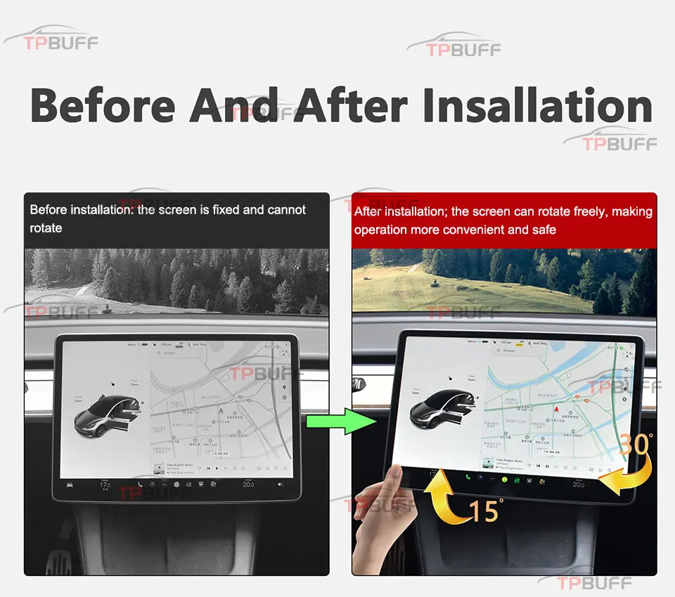 Soporte de rotación de pantalla para Tesla Model 3 Y, accesorios 2023, nueva pantalla de Control Central, soporte de navegación GPS para coche giratorio