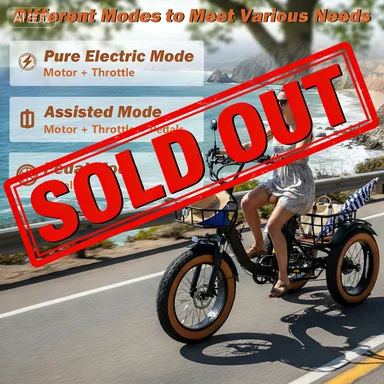 

1350W Foldable Electric Tricycle For Adults 20"X4.0"Fat Tire E- Trike 7-Speed&48V 15AH Removable Battery Electric Bike PAS 50mil