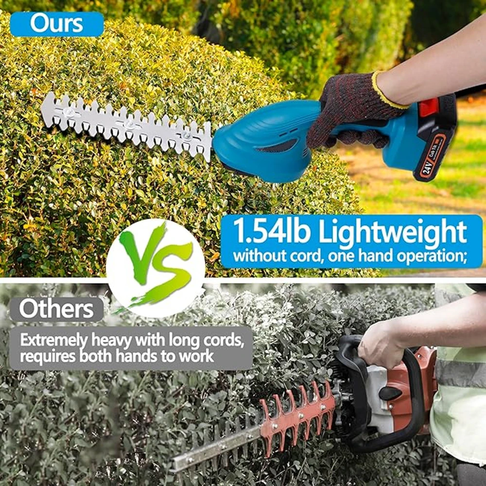 2 in 1 Cordless Hedge Trimmer Electric Shrub Trimmer Grass Shears Handheld Grass Cutter Hedge Shear for 18V Makita Battery