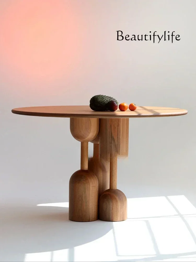 

стол кухонный Medieval retro creative log round dining table household wabi-sabi Nordic French solid wood round table
