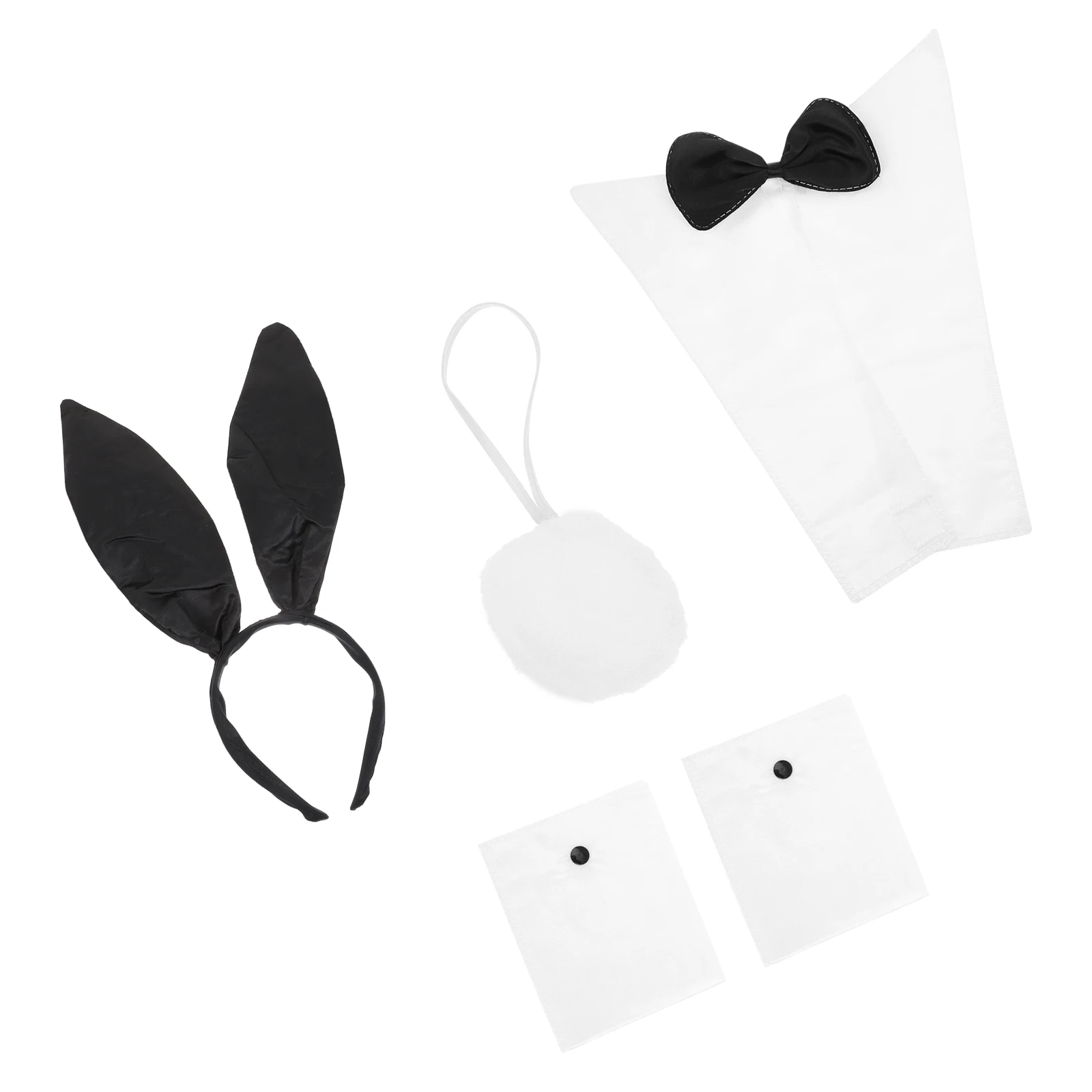 

1 set Bunny Girl Hairband Set Rabbit Ears Headwear Costume Prop Cosplay Accessory Party Headdress Styling Tool Rabbit Tail