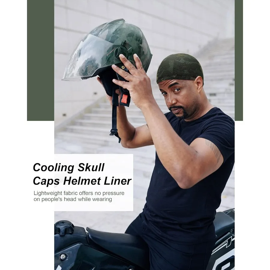 Gorro de calavera refrescante para hombre y mujer, gorro de ciclismo ligero que absorbe el sudor, forro de camuflaje, para correr, 9 Uds.