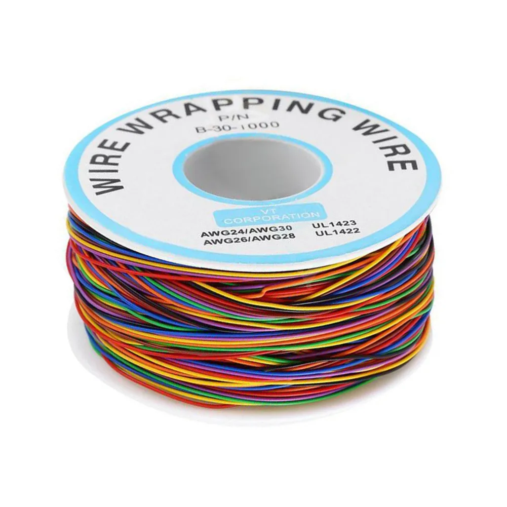 Secure and Efficient 1pcs 8 Wire Colored Insulated PN B301000 30AWG Wire Wrapping Cable Wrap Reels Better Oxidation Resistance