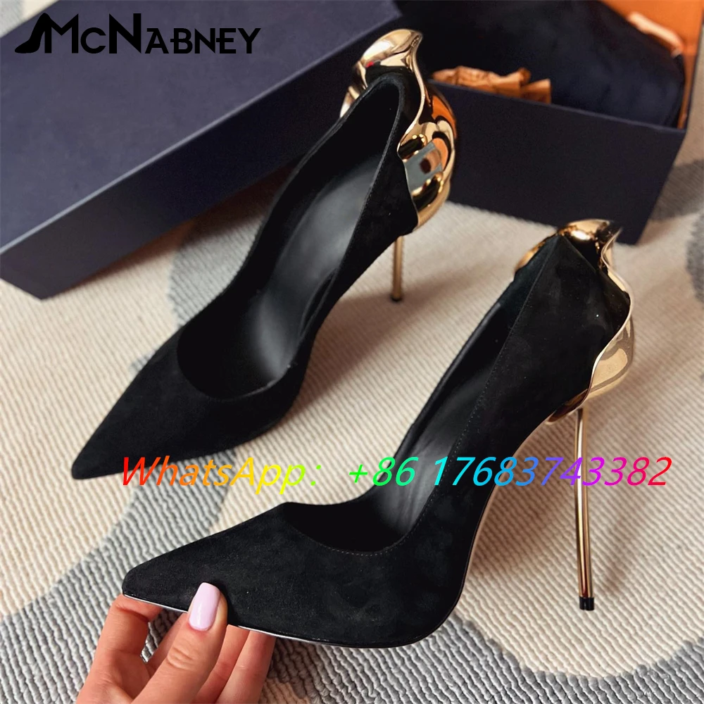 Suede Shallow Pumps Flower Heel Shoes for Women Novelty Design Luxury Slip On Shoes Multicolor Pointed Toe Stiletto High Heels