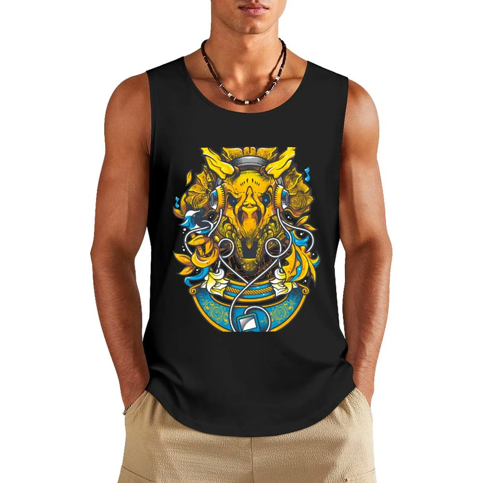 Golden Tricerapod Tank Top Men's t-shirt bodybuilding men Fitness men clothing