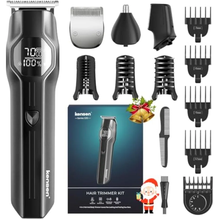 

Beard Trimmer for Men 14 Piece Professional Grooming Kit with Black Stainless Steel Trim Multi-Function Nose Ear Face Hair Trim
