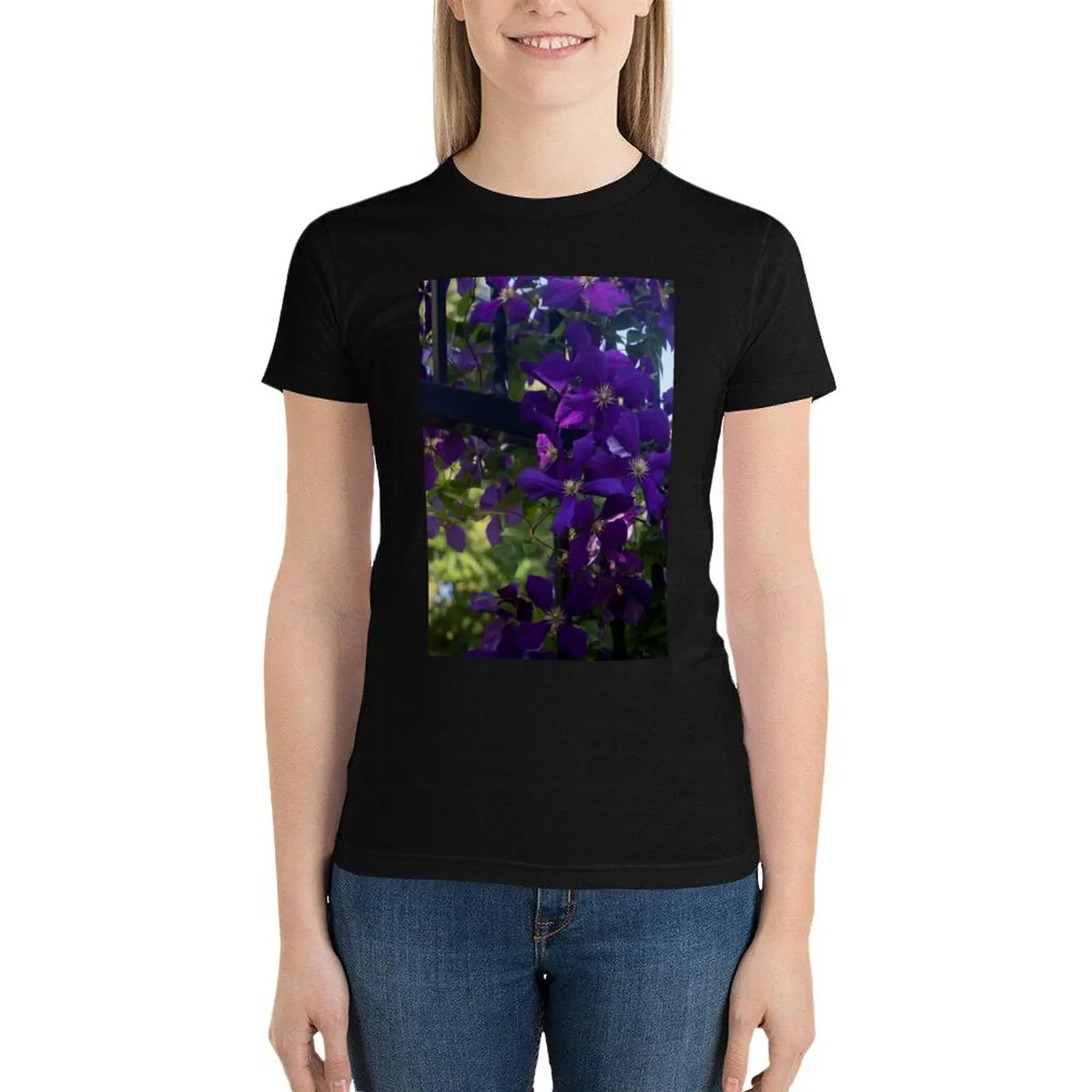 

Purple Garden T-Shirt animal print shirt for girls tops tees cropped t shirts for Women