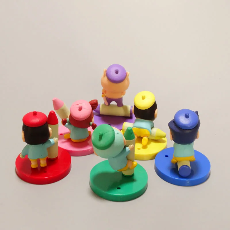 قلم تلوين شين تشان أنيمي ملون ، سي ، موديل صغير جي كي ، مجموعة ألعاب كاواي ، هدية سحر للأطفال ، 6 جرافيتي لكل مجموعة