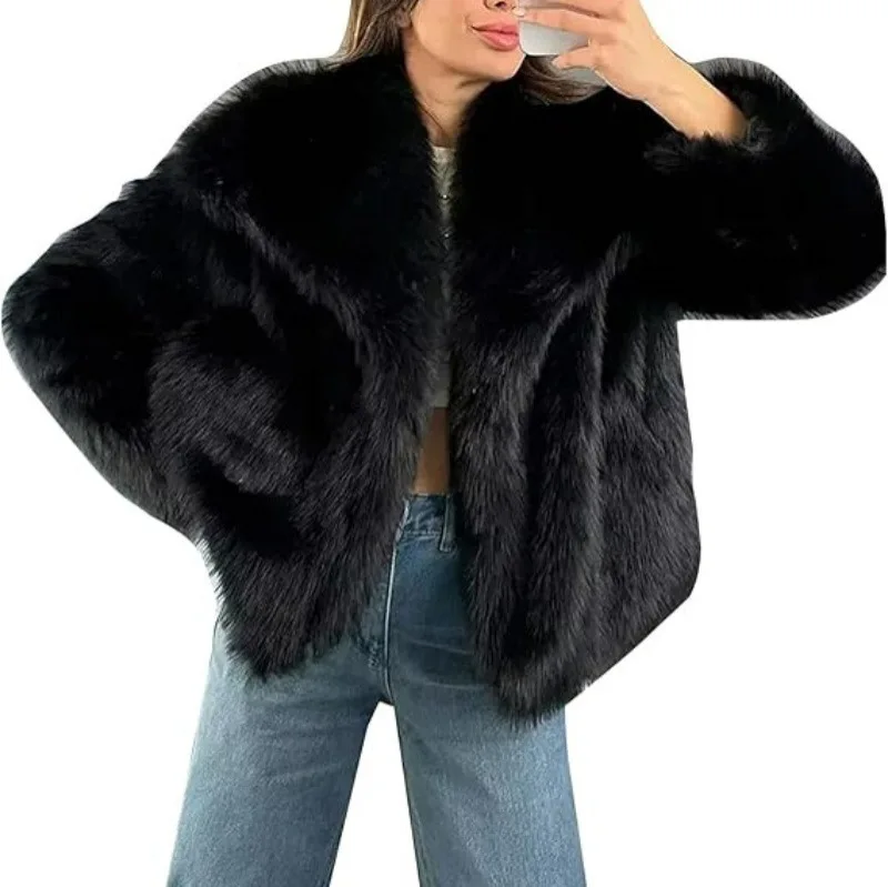 

2025 Autumn and Winter New Faux Fur Jacket for Women Loose Long Sleeved Coat Toka Fox Fur