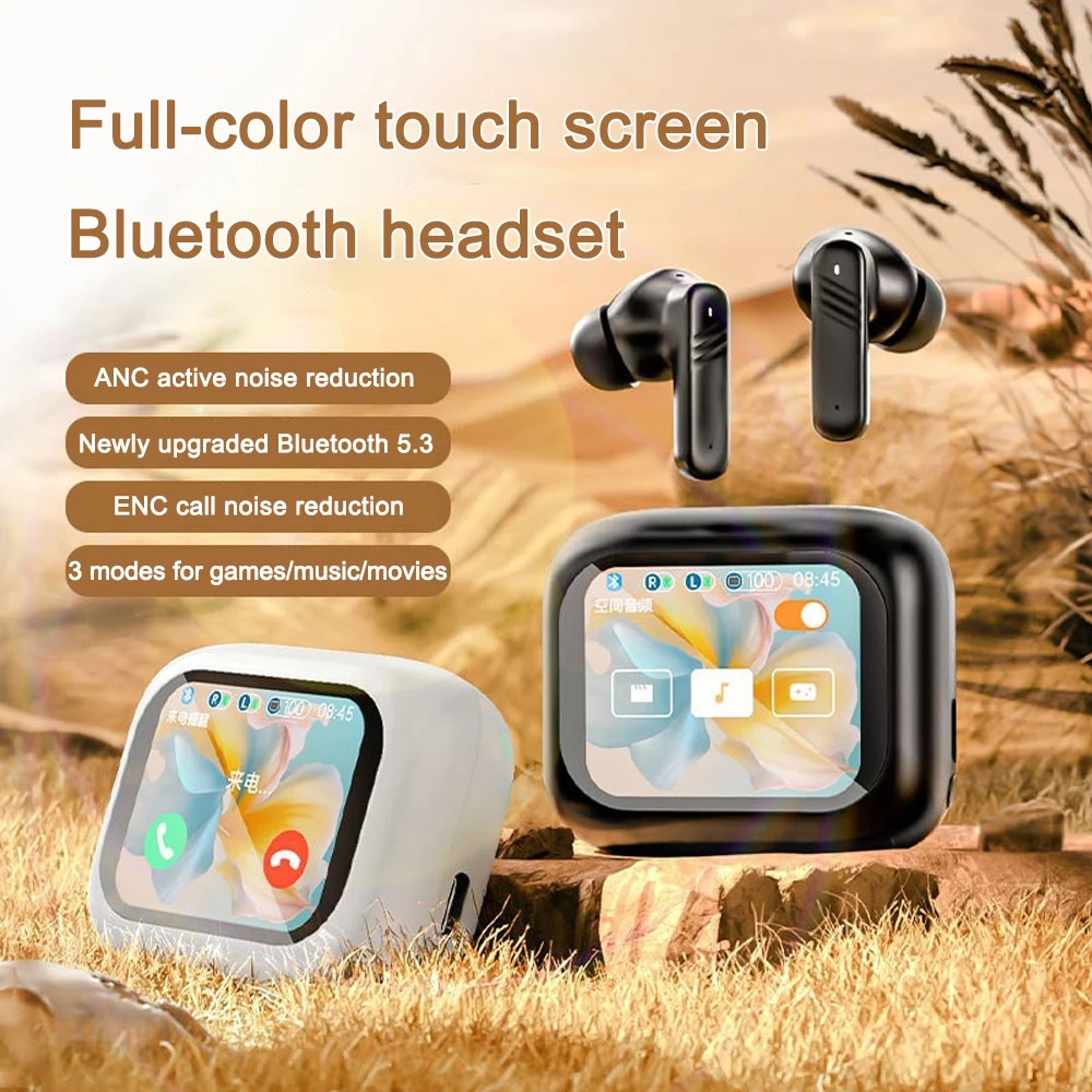 

In-ear Headphone Touch Screen ANC Wireless Earphones TWS Noise Cancelling Earbud Bluetoth 5.3 Support APP Long Battery life HiFi