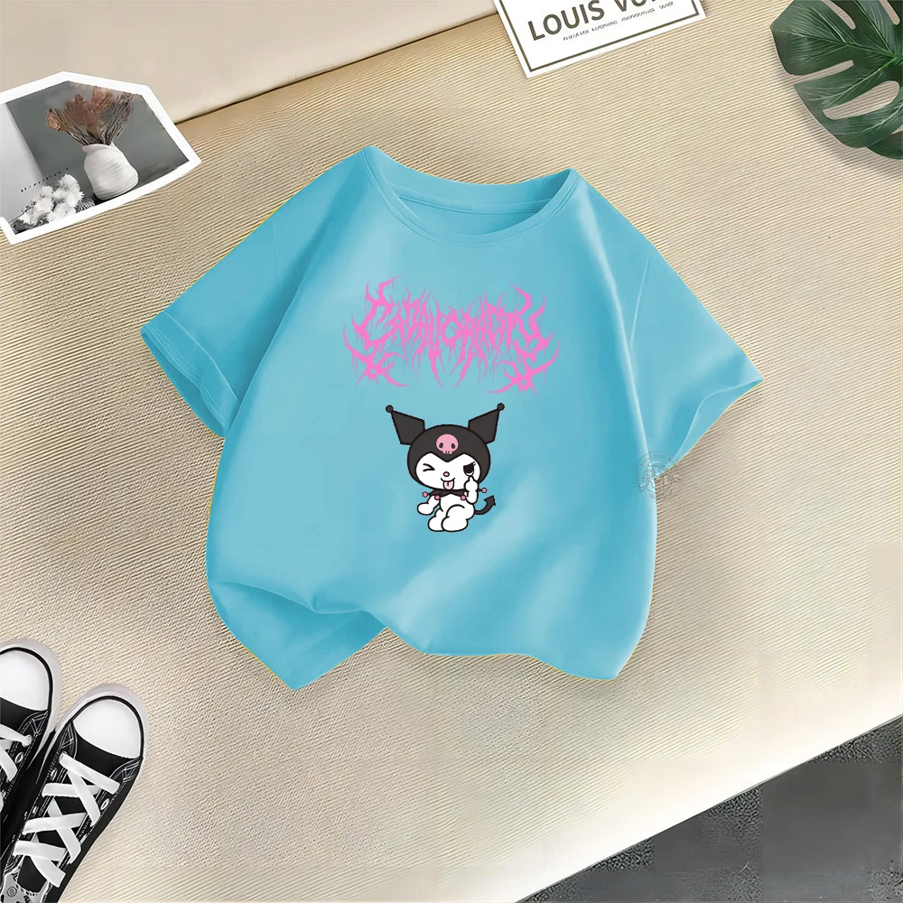 Sanrio Kinder Sommerkleid ung niedlichen Kulomi Baby Baumwolle T-Shirt Jungen Mädchen Rundhals
