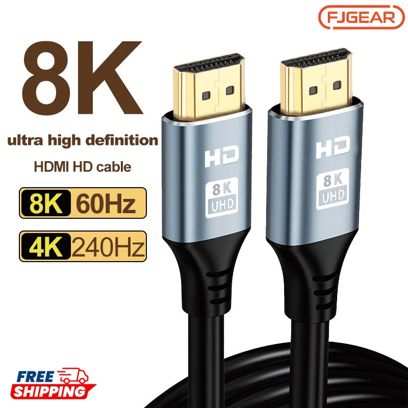 FJGEAR Ultra High Speed HDMI-Compatible Cable 8K60Hz 4K240Hz 2K360Hz, Video Audio Cord for Gaming Console TV Laptop