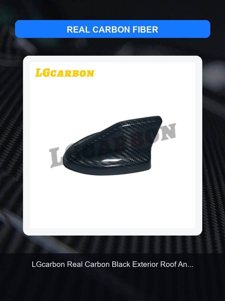 LGcarbon Real Carbon Black Exterior Roof Antenna Cover Shark Fin Decor Trim Car Accessories For Ford Mustang 7th 2024 2025