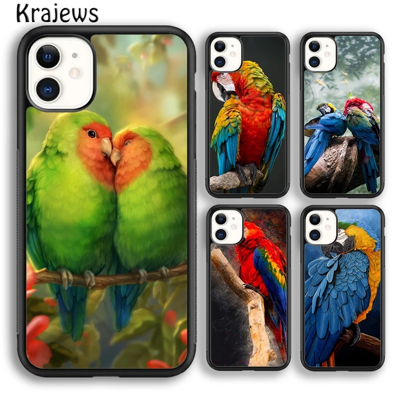 Animal Macaw Parrot Colourful Phone Case Cover For iPhone 16 15 14 plus XS XR 11 12 mini 13 pro max coque Shell Fundas