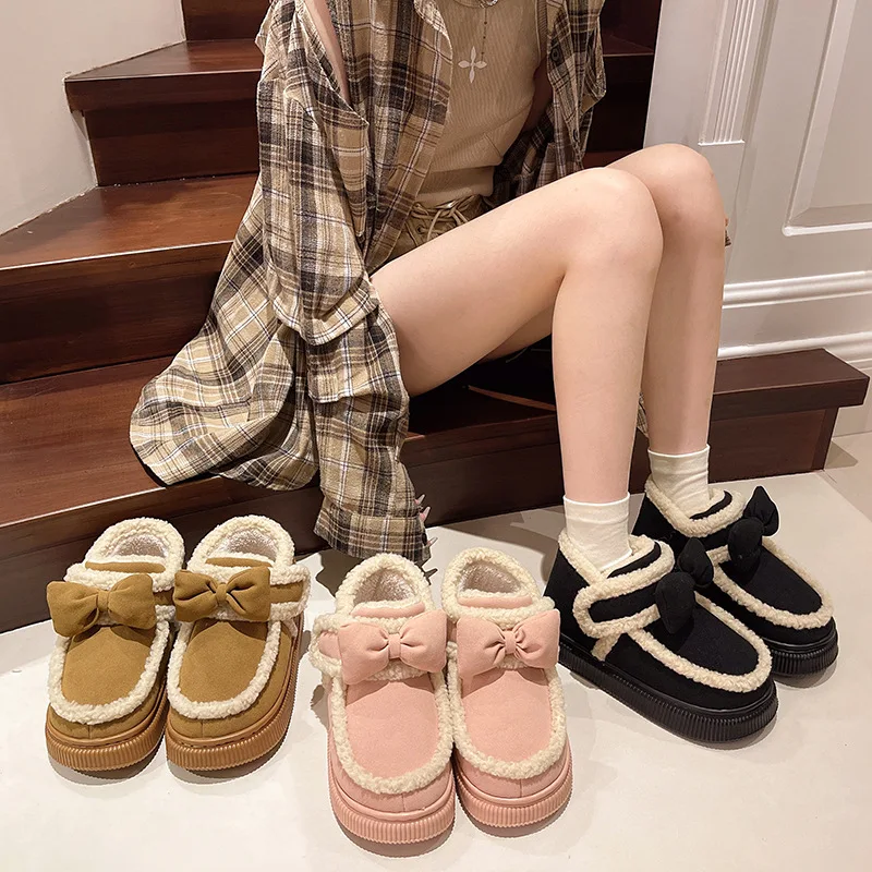 2024 New Autumn and Winter Thick Casual Lamb Wool Baotou Cotton Shoes Fashion Comfortable Warm Women's Shoes