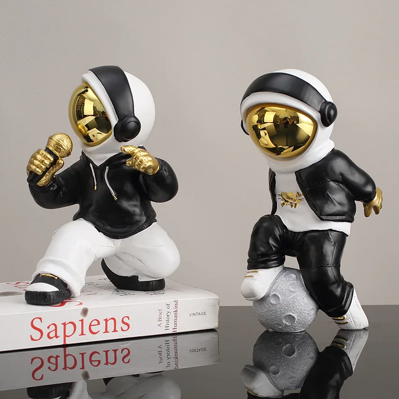 Modern Creative Hip Hop Astronaut Spaceman Figurine Decor for Living Room Wine Cabinet Kids Room Home Craft Ornament