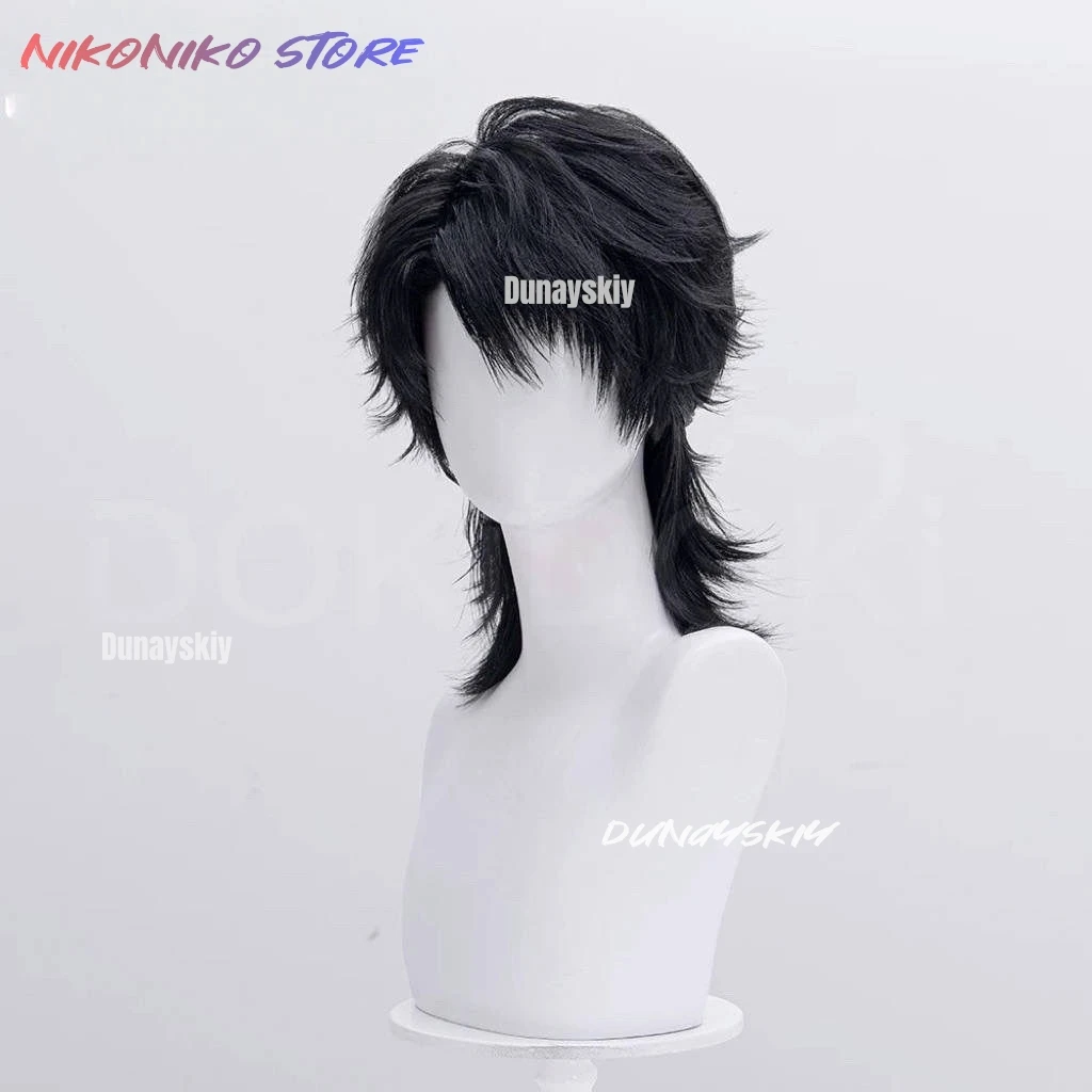 Caleb Cosplay Love and Deepspace Wig Xia Yizhou Black Short Mullet Hair Wigs For Men Women Girls Carnival Halloween Free Wig Cap