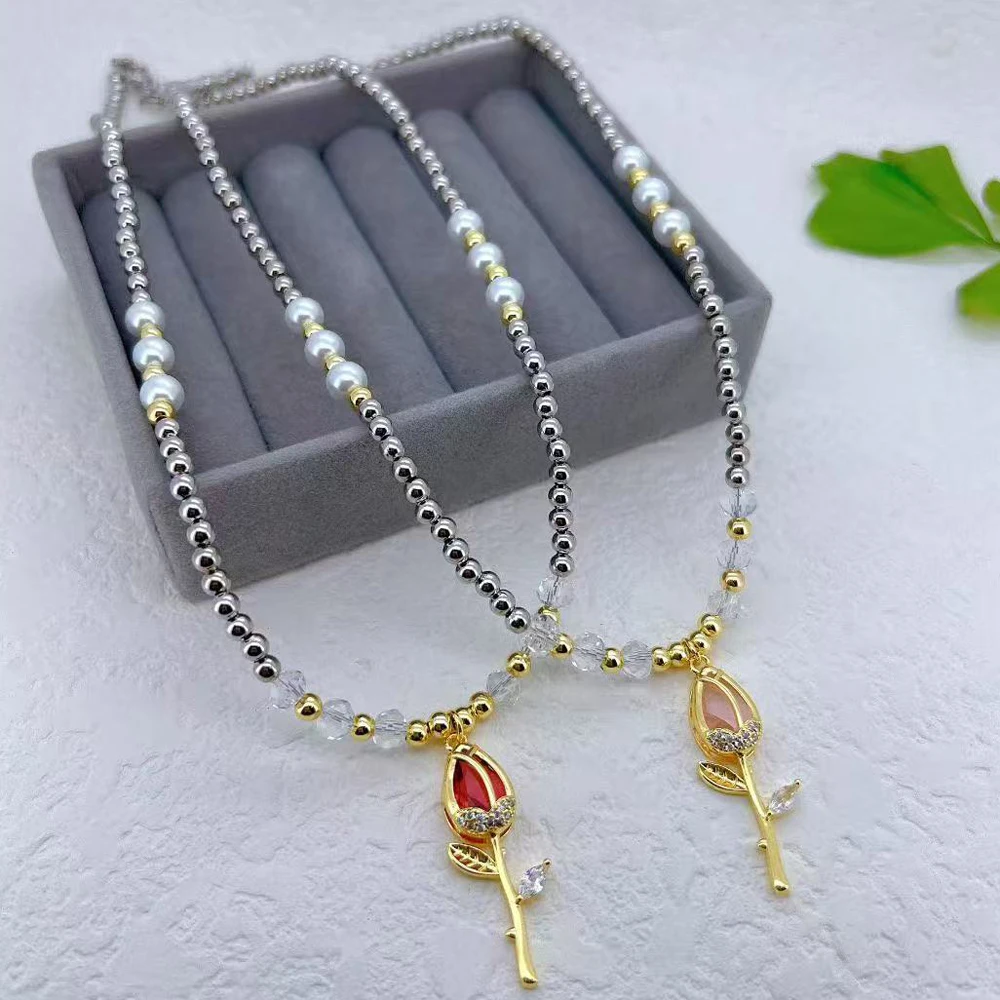 

5 pcs/lot 18K Gold Plated Fashion Rose Pendant Necklace - Exquisite Fine Jewelry Necklace, Essential for Elegant Women