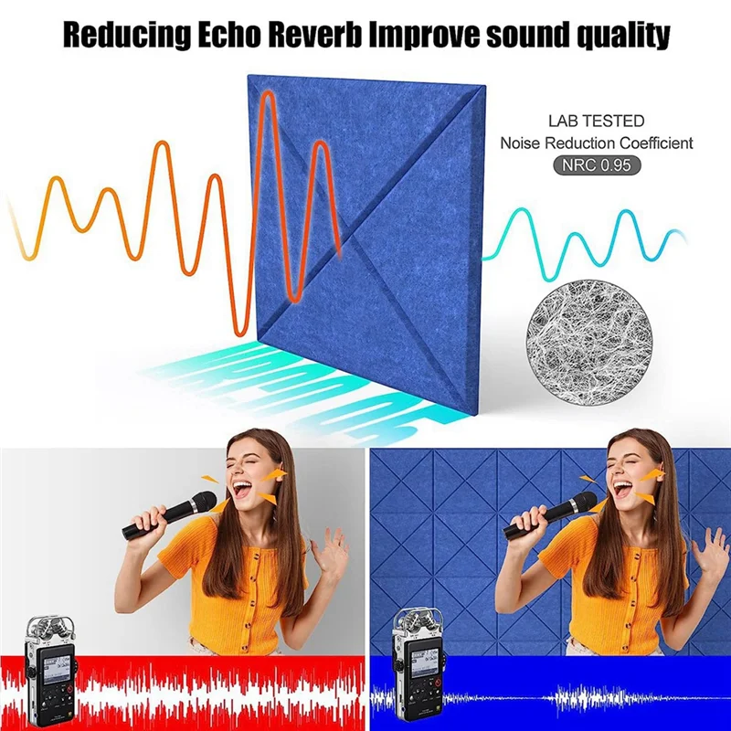 

BAAE 12 Pack X-Lined Acoustic Panels With Self-Adhesive Decorative Soundproof Wall Panels Sound Absorbing Tile For Home&Offices