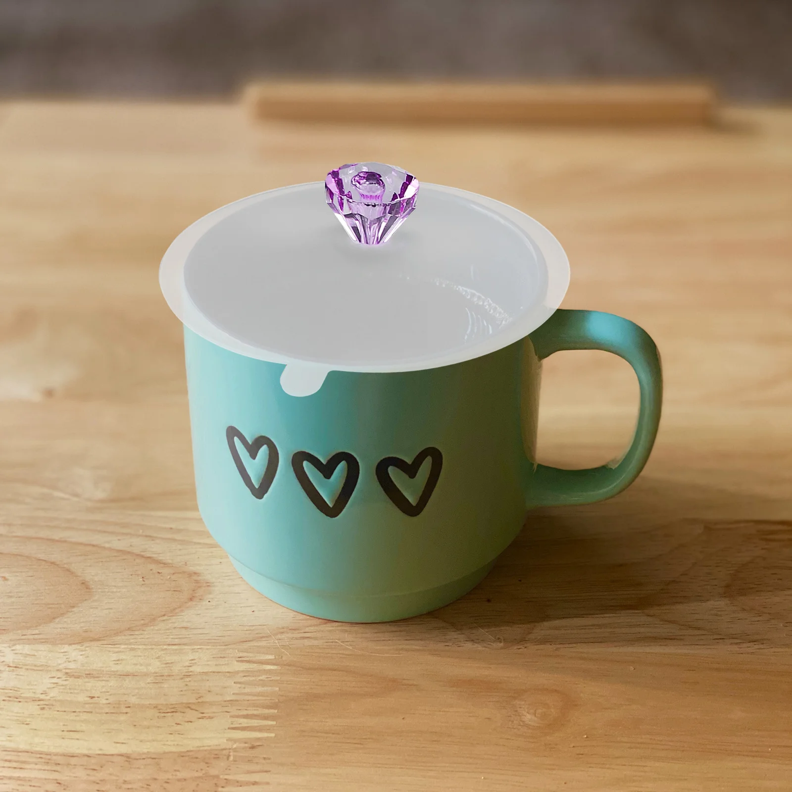 

6 pcs Silicone Mug Cover Transparent With Shiny Diamond Airtight Leak-Proof Cup Lids For Hot Drinks Reusable Food Grade Kitchen